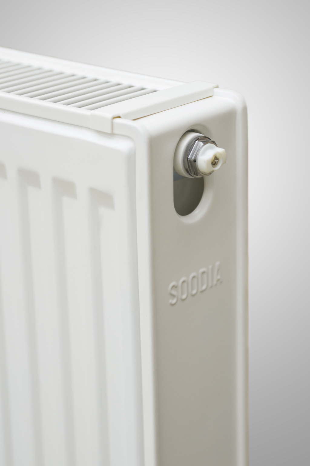 Steel panel radiator rounded corner, side panel and vent detail