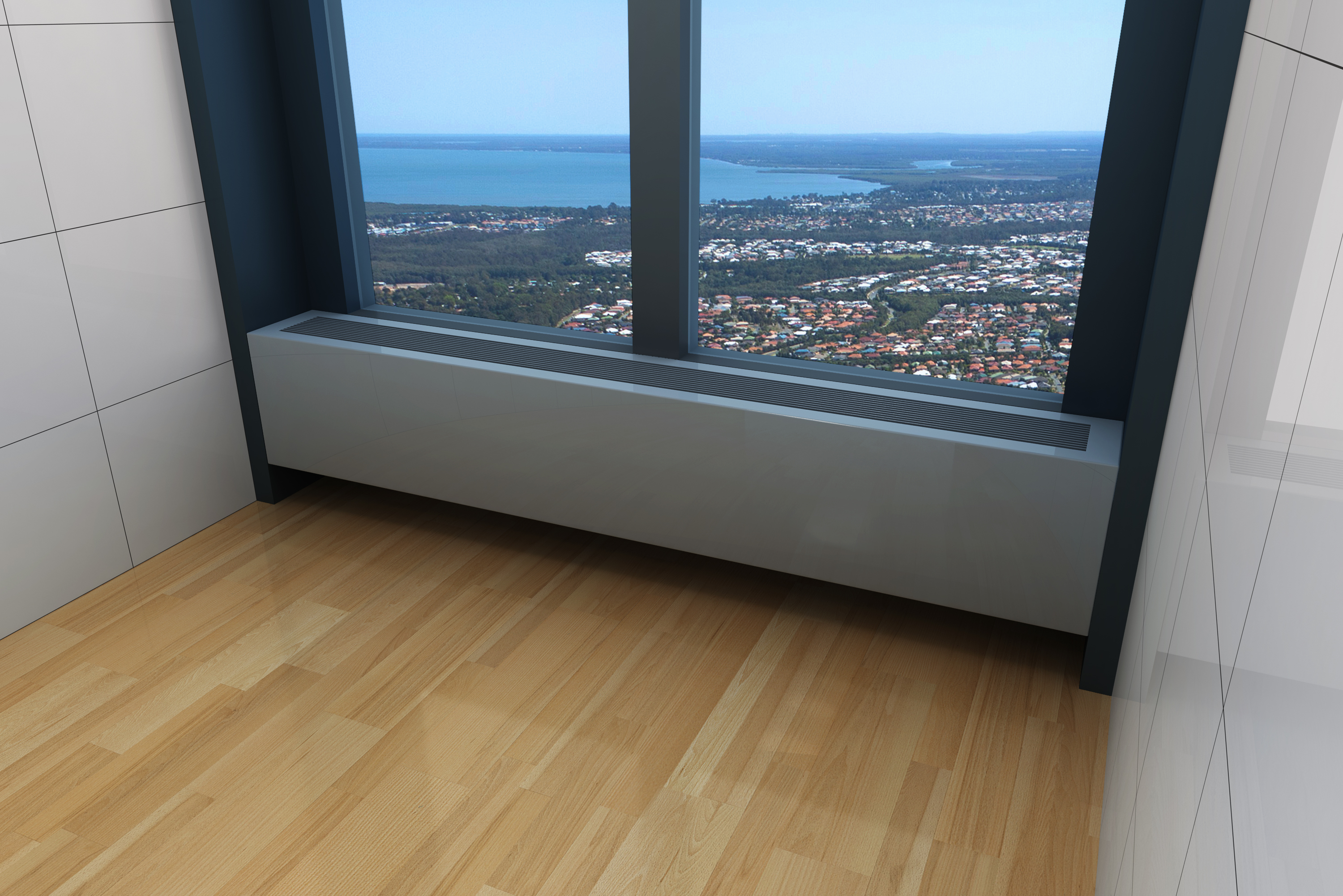 Surroundline convector integrated beneath a large window